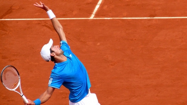 Serbian Player Novak Djokovic Plays At Roland Garros