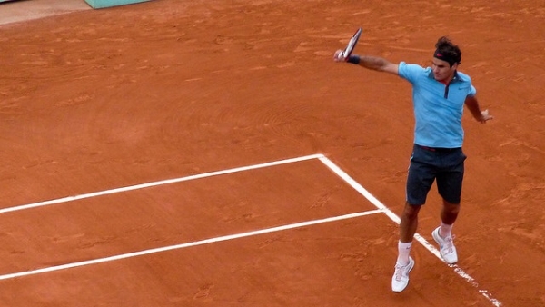 Swiss Tennis Player Roger Federer Plays At Roland Garros