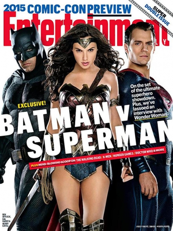 Ben Affleck, Gal Gadot and Henry Cavill, stars of ‘Batman v Superman: Dawn of Justice' for Entertainment Weekly's Comic-Con issue cover