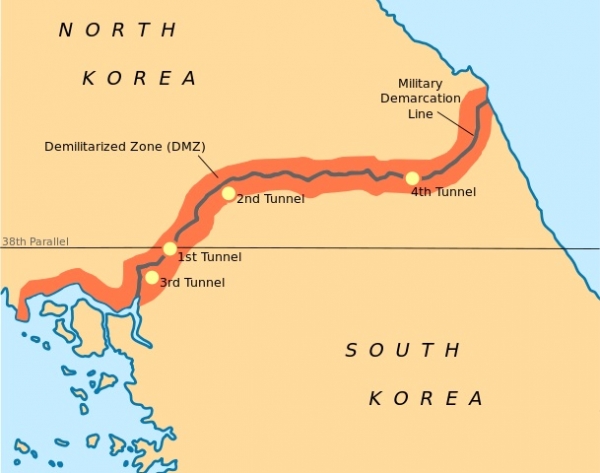 Map of Korea Demilitarized Zone