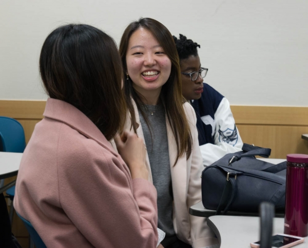 Chaelin Kim (center) is a theology major at Yonsei University, and she is one of the student leaders of the Emmaus campus ministry