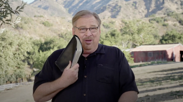 Pastor Rick Warren of Saddleback Church in Orange County seen during online service. Saddleback church is helping to distribute food throughout Orange County to feed the hungry.