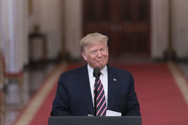 President Trump addressing his remarks on Thursday, Feb. 6, 2020 in the East Room of the White House, in response to being acquitted of two Impeachment charges.