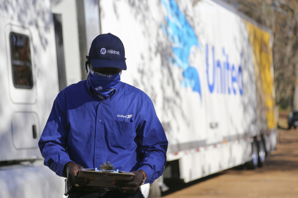 A United Van Lines mover at work