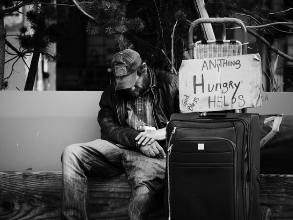 Homeless man on street