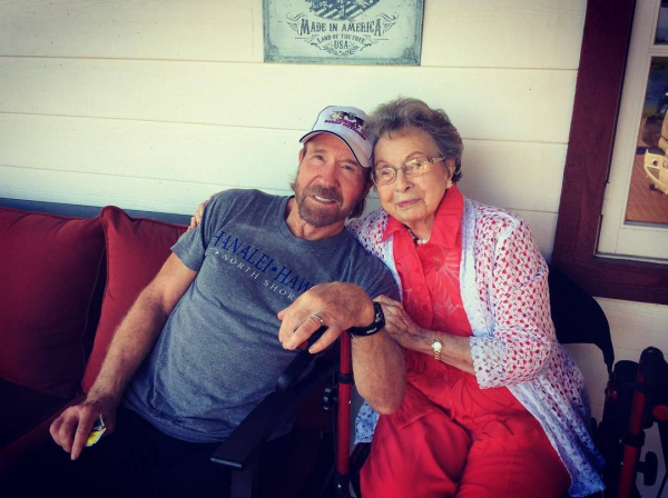 Chuck Norris with his mom Wilma Norris Knight