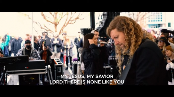 Sean Feucht and Melody Noel singing the timeless worship song "Shout to the Lord" by Darlene Zschech