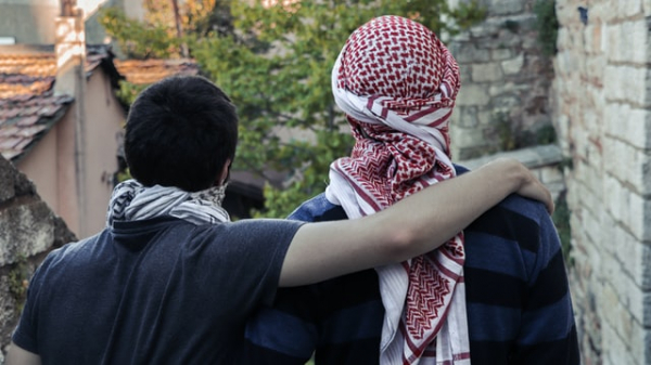 men boys guys males wearing scarves jihad brothers Muslim Islam Palestine