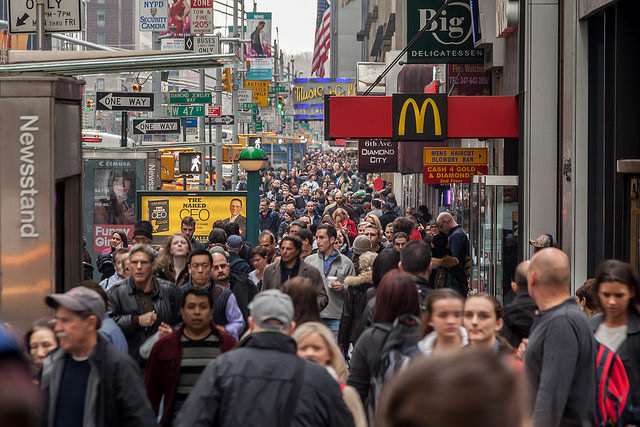 Pedestrians on New York City's 6th Avenue