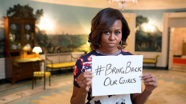 Michelle Obama Holds Up Sign For Chibok Girls