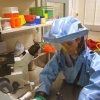 Researcher working on Ebola