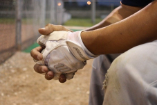 Baseball player&#039;s hands in prayer