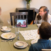 Family having a virtual dinner