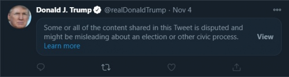 President Donald Trump&#039;s tweet, censored by Twitter