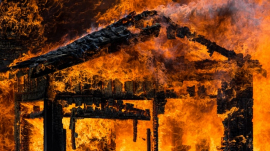 burning structure building house church shed hall barn room