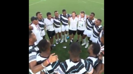 Fiji&#039;s Olympic Rugby Men&#039;s team singing in worship after winning the Gold