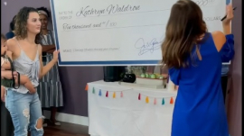 Ashley Bratcher awarding single mom Katy with the Unplanned Movie Scholarship grant