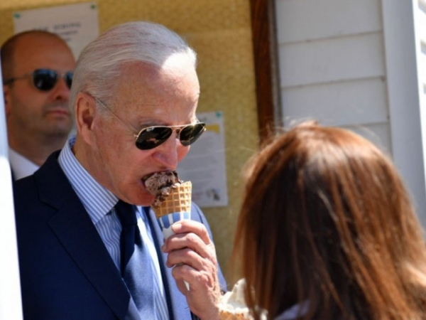 President Biden enjoying his ice cream
