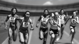 female athletes running in competition