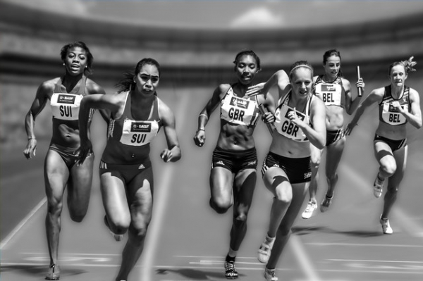 female athletes running in competition