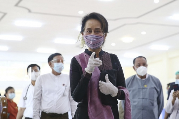 Myanmar President and Nobel Laureate Aung San Suu Kyi