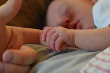 infant holding parent&#039;s finger