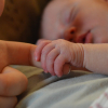 infant holding parent's finger