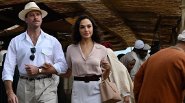 Armie Hammer and Gal Gadot in a scene in &#034;Death on the Nile&#034;